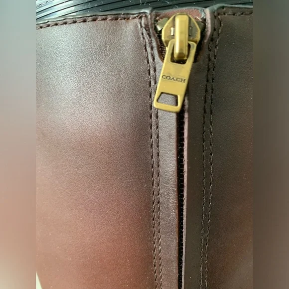 NEW Coach Rilee Leather Knee High Riding Boots Walnut Brown Size 8.5B - Picture 7 of 14